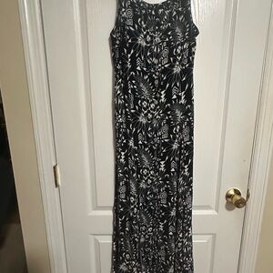 Dressbarn Black White Maxi Dress Size 16 Sleeveless Button Front